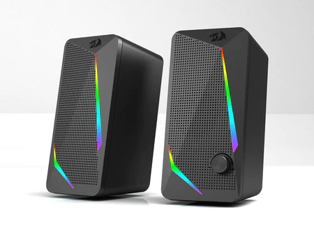 Redragon GS510 Waltz RGB Desktop Speakers, 2.0 Channel PC Computer Stereo Speaker with 4 Colorful LED Backlight Modes, Enhanced Bass and Easy-Access Volume Control, USB Powered w/ 3.5mm Cable Redragon GS510 Waltz RGB Desktop Speakers, 2.0 Channel PC Computer Stereo Speaker with 4 Colorful LED Backlight Modes, Enhanced Bass and Easy-Access Volume Control, USB Powered w/ 3.5mm Cable